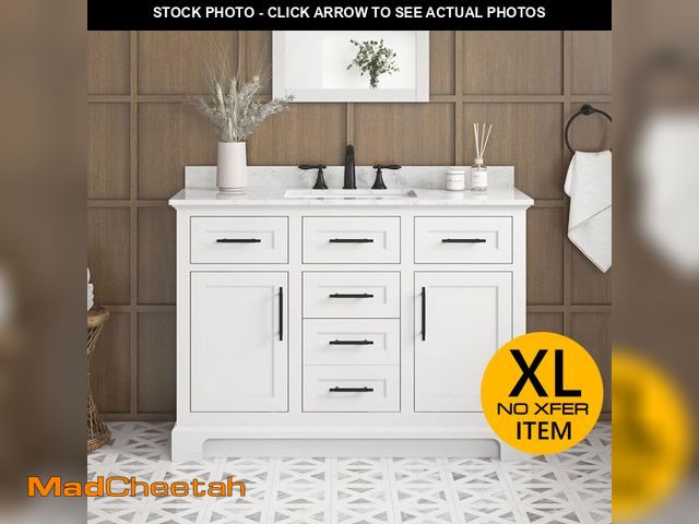 Lot 74-13075213 - (DAMAGED )Home Decorators Collection Doveton 48 in. Single Sink Freestanding White Bath Vanity with ...