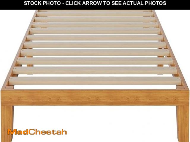 Lot 74-12379071 - Twin Size Wood Bed e, No Spring Needed, 12in Wooden Platform Bed Frame Mattress Foundation with Supp...