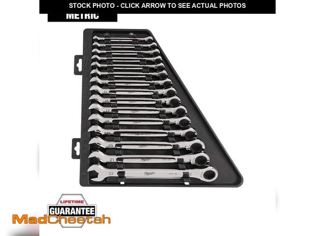 Lot 74-13751843 - Milwaukee Metric Ratcheting Combination Wrench Set (15-Piece) - UNUSED