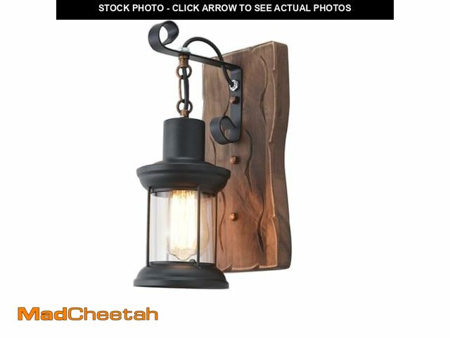 Lot 74-12718578 - Vintage Industrial Wall Sconce, Rustic Light Fixtures Wood Metal Farmhouse Indoor Black Wall Sconce ...