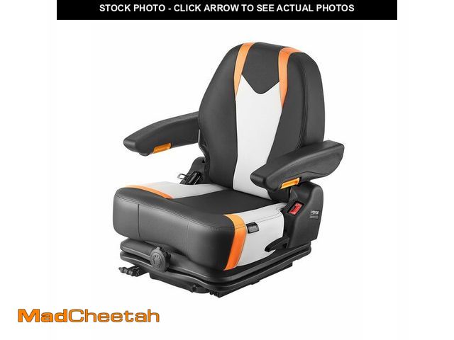 Lot 74-13790513 - VEVOR Universal Forklift Seat, Tractor Suspension Seat with Adjustable Back, Armrest &amp; Safety Be...