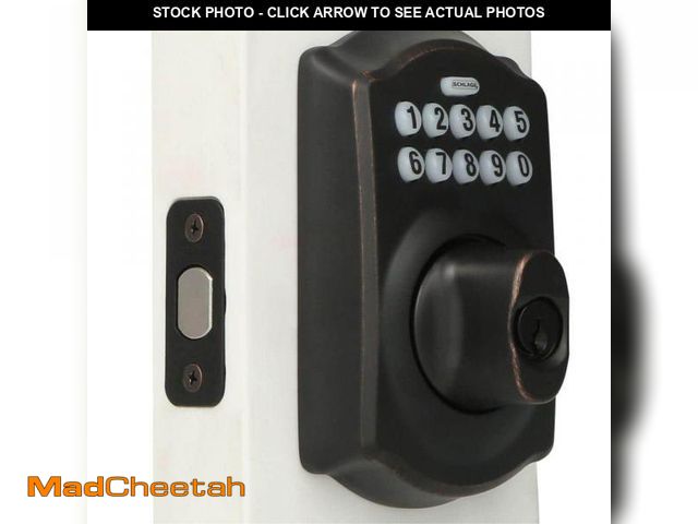 Lot 74-12093862 - Schlage Camelot Aged Bronze Electronic Keypad Deadbolt - USED