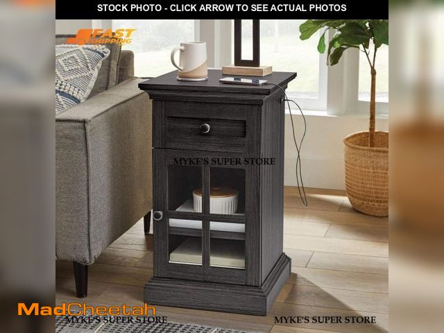 Lot 74-12405321 - Better Homes &amp; Gardens Canton End Table with USB  Tobacco Oak Finish - UNUSED