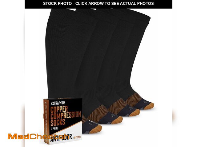 Lot 74-14146623 - Doctor's Select Copper Plus Size Compression Socks Wide Calf - 2 Pairs | 20-30mmHg Extra Wide Calf C...