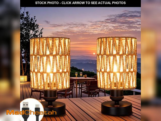 Lot 74-12432529 - ALL FORTUNE Cordless Rechargeable Outdoor Table Lamps, Battery Operated Table Lamp, Stepless Dimmabl...