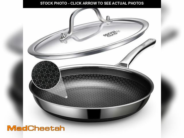 Lot 74-12704196 - Non Stick Frying Pans, 12-inch with Lid, Hybrid Frying Pans Nonstick,non stick Skillets Stainless St...