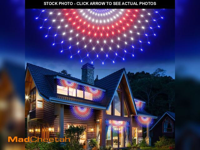 Lot 74-14269434 - Leisure world 3 Pack 450 LED American Flag Bunting Flags Lights - Super Bright Waterproof USA String...