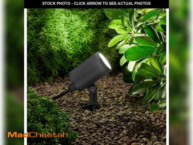 Lot 74-14410545 - Hampton Bay 250 Lumen Black Plug-in Integrated LED Outdoor Spotlight with Timer and 10 ft. Power Cab...