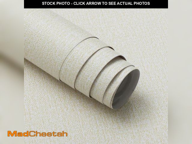 Lot 74-12411504 - Guvana 15.7"x394" Beige Peel and Stick Wallpaper Faux Grasscloth Embossing Contact Paper Cream Textu...