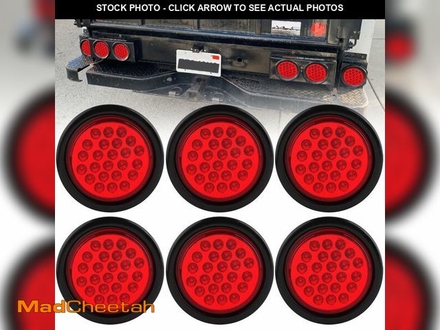 Lot 74-12718083 - Traberm 6 Pcs 4 Inch Round LED Trailer Tail Lights Red 24 LED Waterproof, 4 Inch Round Led Stop Turn...
