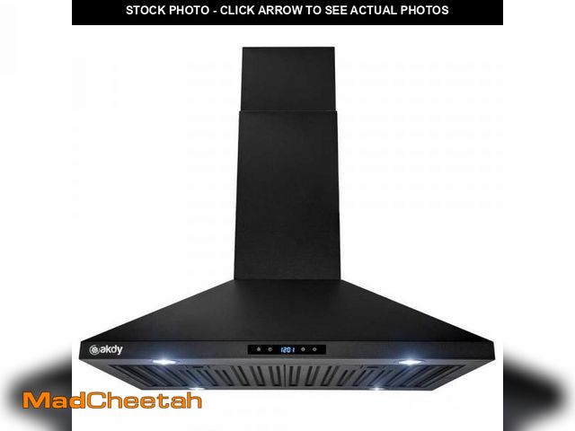 Lot 74-12054403 - AKDY 30 in. 343 CFM Convertible Kitchen Island Mount Range Hood in Black Painted Stainless Steel wit...
