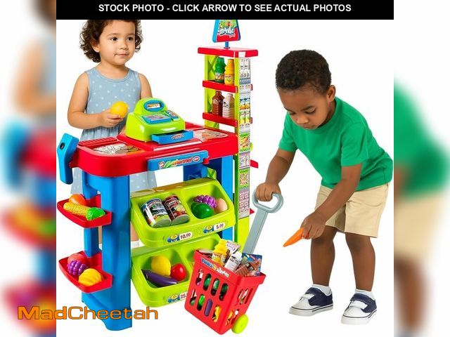 Lot 74-13710263 - OLEOCA Supermarket Playset for Kids Ã¢â¬â Grocery Store Pretend Play with Toy Shopping Cart, Cash...