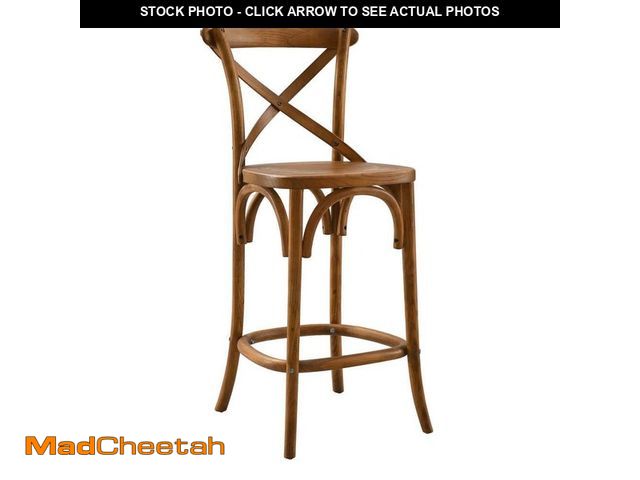 Lot 74-13822391 - MODWAY Gear 25.5 in. Seat Height ELM wood Counter Bar Stool in Walnut - UNUSED