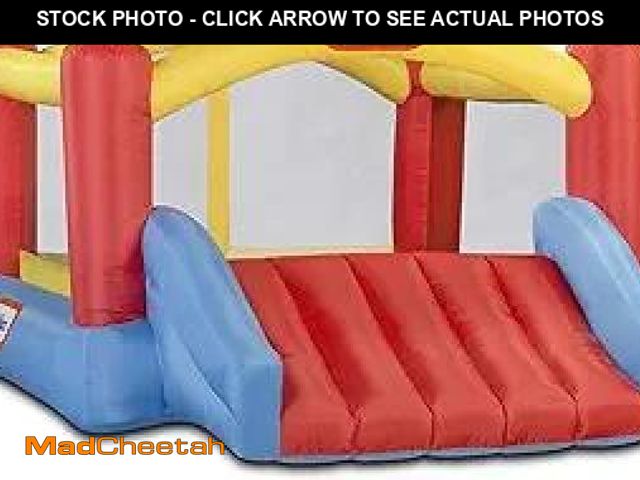 Lot 74-12445745 - Little Tikes Jump 'n Slide Inflatable Bouncer Includes Heavy Duty Blower With GFCI, Stakes, Repair P...