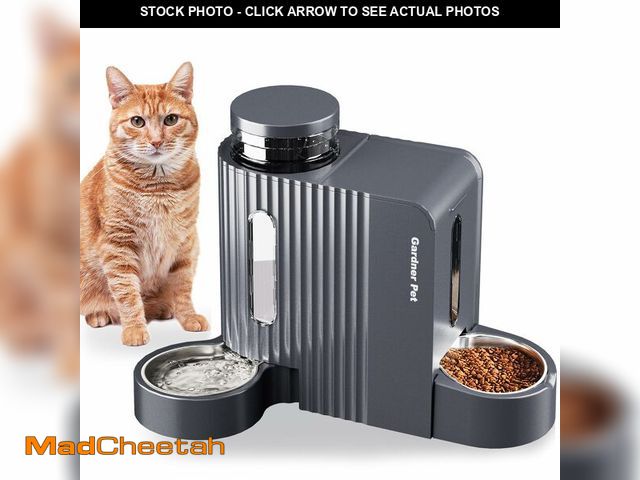 Lot 74-13583156 - Gardner Pet Automatic Gravity Cat Food Feeder and Water Dispenser Stainless Steel Two-in-One Set Lar...