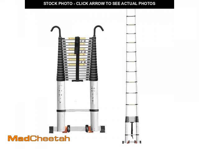Lot 74-12163874 - JADDUO Telescoping Ladder,26.2 FT Extension Ladder,Aluminum Lightweight Telescopic Ladder with 2 Tri...