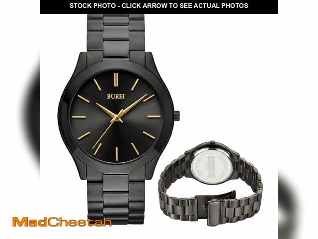 Lot 74-14378862 - BUREI Men's Wrist Watch, Analog Stainless Steel Dress Waterproof Quartz Watch for Men with Japanese ...