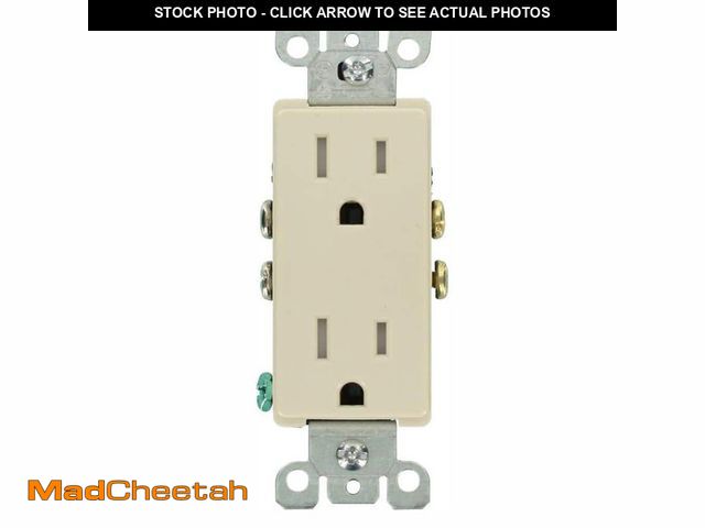 Lot 74-13797941 - Leviton Decora 15 Amp 125 V Tamper Resistant Duplex Outlet/Receptacle, Light Almond (10-Pack) T5325-...