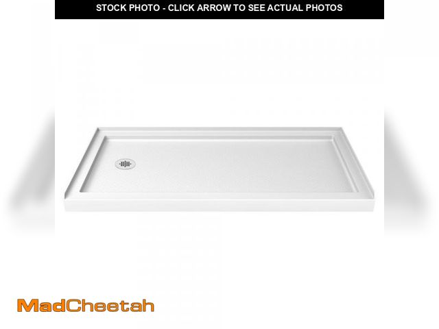 Lot 74-12124139 - DreamLine SlimLine 34 in. D x 60 in. W x 2 3/4 in. H Left Drain Single Threshold Shower Base in Whit...