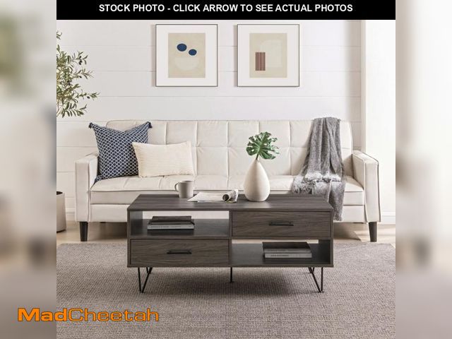 Lot 74-12388839 - Walker Edison CRFL1KSG 18.13 X 20 X 42 in. 2-Drawers Coffee Table with Hairpin Legs, Slate Grey &amp...