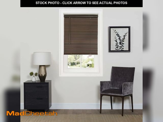 Lot 74-13844446 - Cordless Room Darkening Mini Blind - 48 Inch Width, 64 Inch Length, 1" Slat Size - Mahogany - Cordle...