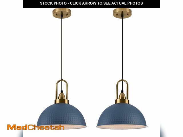 Lot 74-14264317 - ALAISLYC Blue Pendant Lights Kitchen Island Industrial Adjustable Height Vintage Dome Hanging Light ...