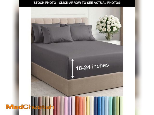 Lot 74-14333783 - Extra Deep Queen Sheet Set - 6 Piece Breathable and Cooling Sheets - Hotel Luxury Bedding for Women,...
