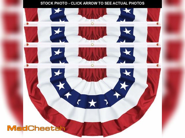 Lot 74-14263781 - 4 Pack Large Size 3 X 6 FT American Bunting Flag, 4th of July Decorations USA Pleated Fan Flag Patri...