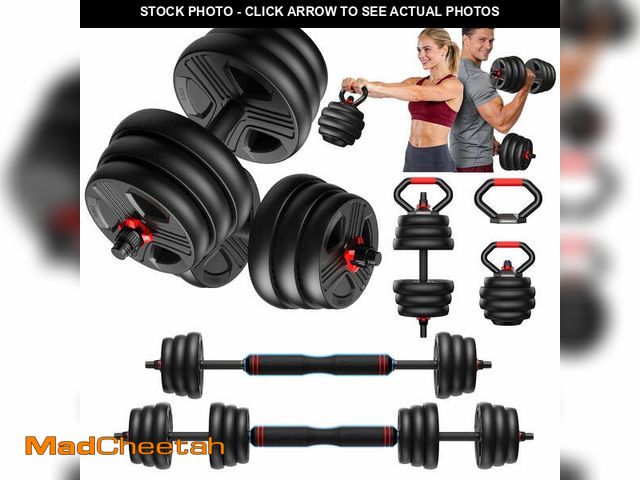 Lot 74-14287733 - Upgo Adjustable Dumbbells, 55lbs Free Weight Set with Connector, 5 in1 Dumbbells Set as Barbell, Ket...