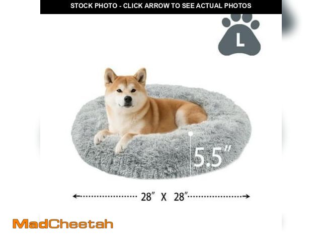 Lot 74-12402523 - Katieovy Dog Bed for Large Dogs Fluffy Calming Donut Dog Beds 28 Inch Washable Plush Round Dog Mat w...