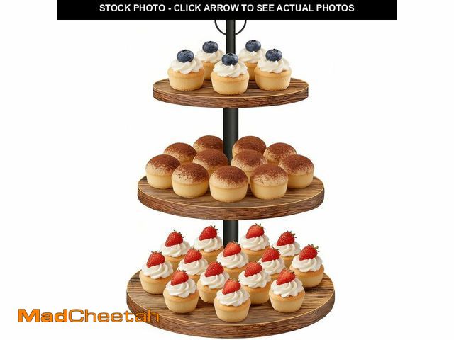 Lot 74-14336505 - Limengya Cupcake Stand, 3 Tier Wood Cake Stands Rustic Cupcake Tower, Round Tiered Tray Stand for De...