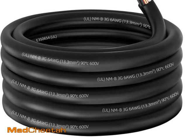 Lot 74-11904797 - 6/3 NM-B Wire with Ground,25ft 6 Gauge 3 Conductor Nonmetallic Sheathed NM-B Cable,Copper NM-B W/G W...