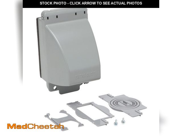 Lot 74-14278003 - Commercial Electric 1-Gang Deep Extra Duty Metallic Weatherproof In-Use Outlet Cover (12-in-1-Config...