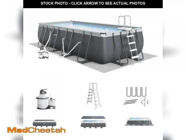 Lot 74-12255339 - Intex 18' x 9' x 52" Ultra XTR Rectangular Frame Swimming Pool Set with Pump - Above Ground Backyard...