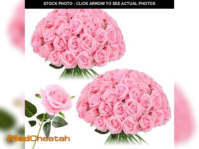 Lot 74-11751415 - Nubry 50pcs Artificial Silk Roses Bulk,Fake Roses Flower with Stems Realistic Flowers for Wedding Ce...