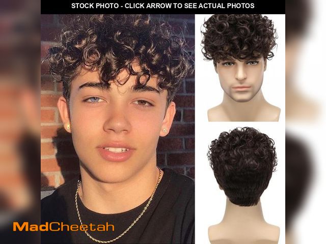 Lot 74-12048597 - Daiaces Mens Curly Wigs Dack Brown Short Wig,Synthetic Heat Resistant Costume Wig Mens Daily Cosplay...