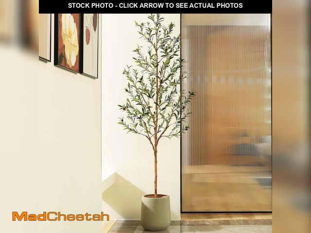 Lot 74-14588074 - DR.Planzen 7ft Artificial Olive Tree Indoor, Tall Faux Olive Tree, Artificial Plants with Natural Wo...