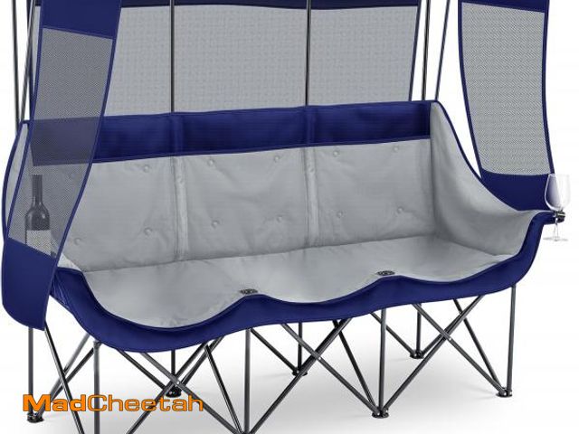Lot 74-12167884 - Teenyyou Oversized 3 Person Camping Chair with Canopy Shade Fully Padded Folding Camping Beach Lawn ...