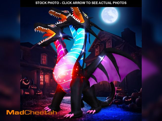 Lot 74-12717851 - Thuodo 8 FT Tall Halloween Inflatables Dragon Outdoor Decorations Blow Up Yard Three-Headed Dragon w...