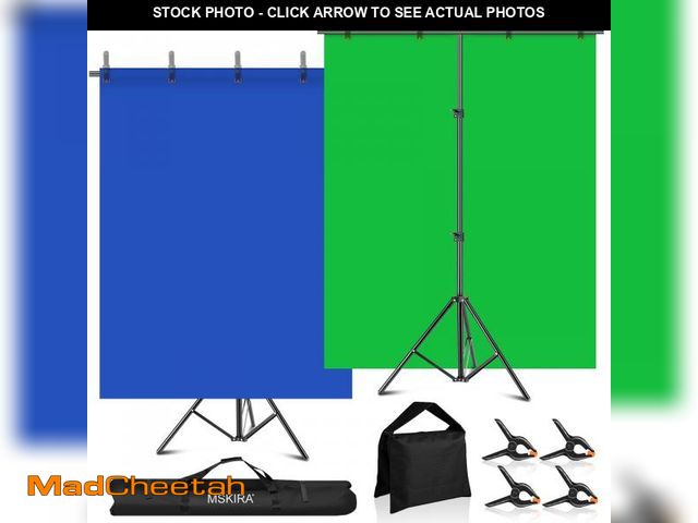 Lot 74-12149962 - MSKIRA Blue Green Screen Backdrop with Stand Kit, 6.5 X 6.5Ft T-Shaped Adjustable Photo Backdrop Sta...
