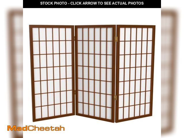 Lot 74-12584952 - RED LANTERN 3 ft. Short Window Pane Shoji Screen - Walnut - 3 Panels - UNUSED