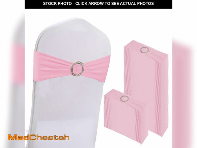 Lot 74-13721474 - WJWHQ 100PCS Spandex Stretch Chair Sashes Bows Elastic Chair Cover Bands Ties with Buckle Slider for...