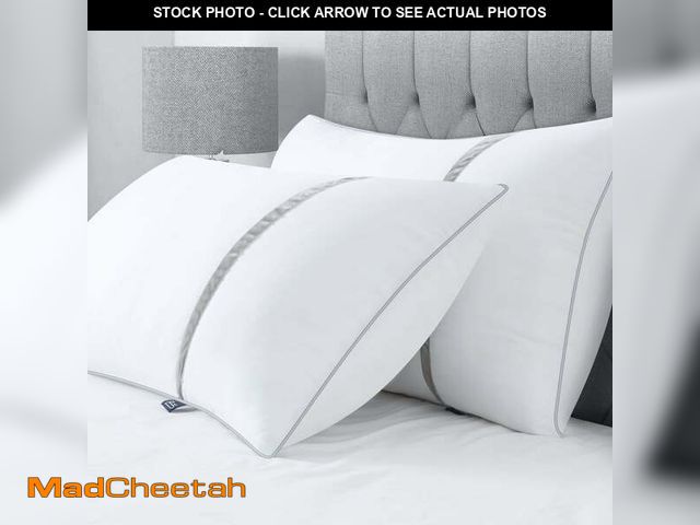 Lot 74-12763393 - Pillows for Bed Set of 2 King Size, Down Alternative Pillows Ultra Soft Fiber Fill - USED