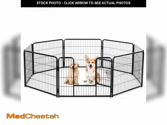 Lot 74-14260322 - edx Dog Playpen, 8 Panels 24" Foldable Heavy Duty Metal Pet Fence with Doors Indoor Outdoor - UNUSED