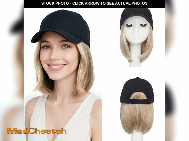 Lot 74-14384914 - SEGO Hat Wig, Hat with Hair Attached for Women Black Baseball Cap with Hair Extensions, Short Bob Ba...