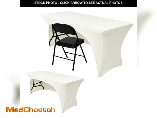 Lot 74-12879794 - Nasitos 2 Pack Spandex Fitted Tablecloth for 4 Foot Tables-Open Back Folding Table Cover Washable Fa...