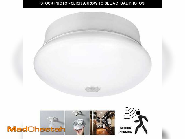 Lot 74-12769139 - Commercial Electric Spin Light 7 in. Motion Sensor LED Flush Mount Ceiling Light Customize Hold Time...