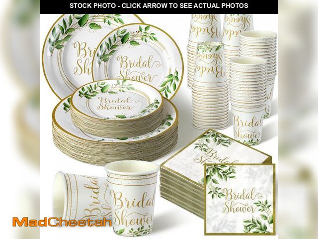 Lot 74-11548235 - Colarr 250 Pcs Bridal Shower Plates and Napkins and Cup Sets Bridal Shower Party Supplies Paper Plat...