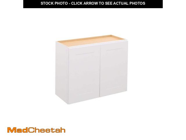 Lot 74-14343822 - Hampton Bay Shaker 30 in. W x 12 in. D x 24 in. H Assembled Wall Bridge Kitchen Cabinet in Satin Whi...