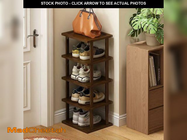 Lot 74-13549916 - Vertical Shoe Rack - Tall Narrow Shoe Rack Organizer for Small Spaces,5 Tier Bamboo Shoen Shelf for ...